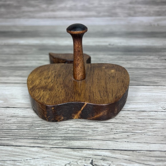 Vintage Wooden Apple Peg Hook Wall Hanging Country Rustic Cottage Birch Mahogany - Picture 7 of 7